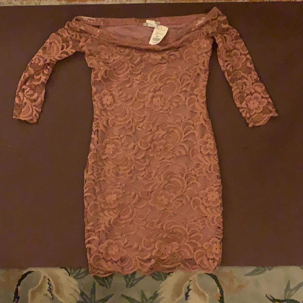New pink lace mini dress